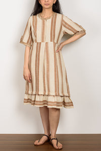 Creme & Brown Bold Striped Dress